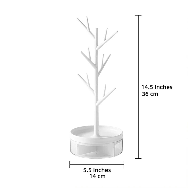 Branch Jewelry Rack With Rotatable Base and Storage Box Tree Tower