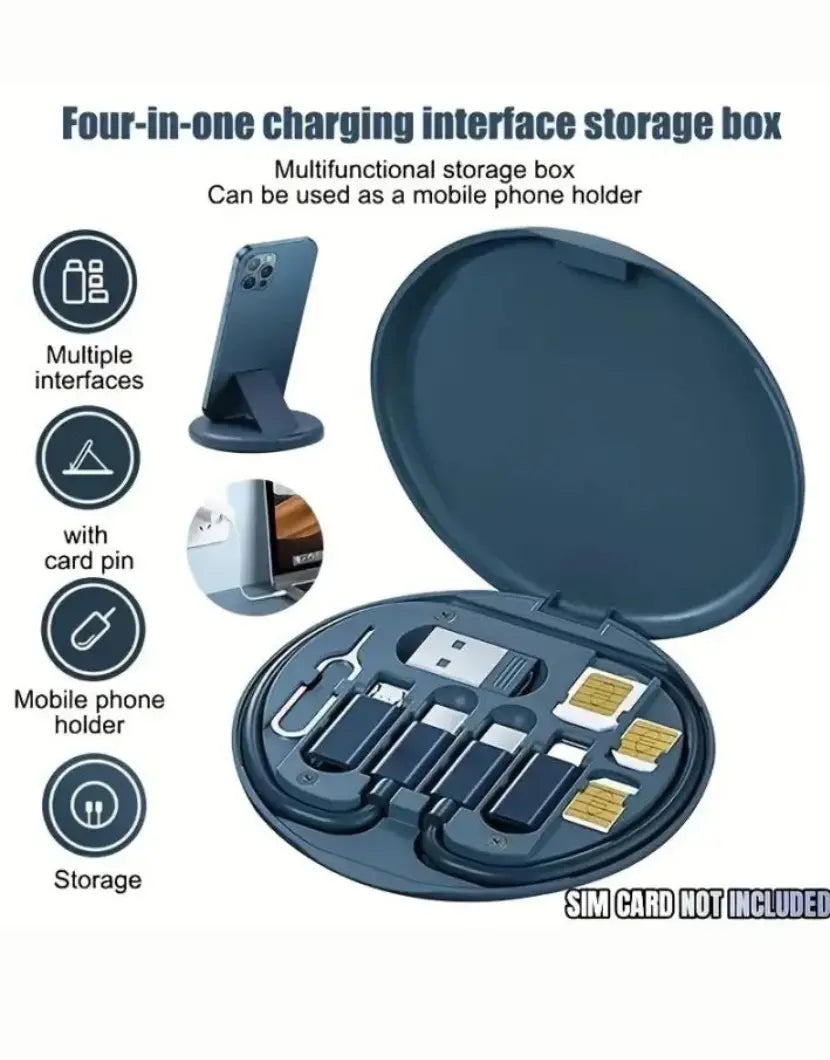 60w Fast Charging Multi-function Data Cable Mobile Phone Holder Storage Box With Retrieve Card Pin