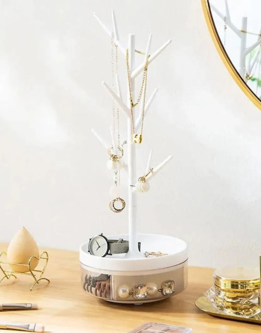 Branch Jewelry Rack With Rotatable Base and Storage Box Tree Tower